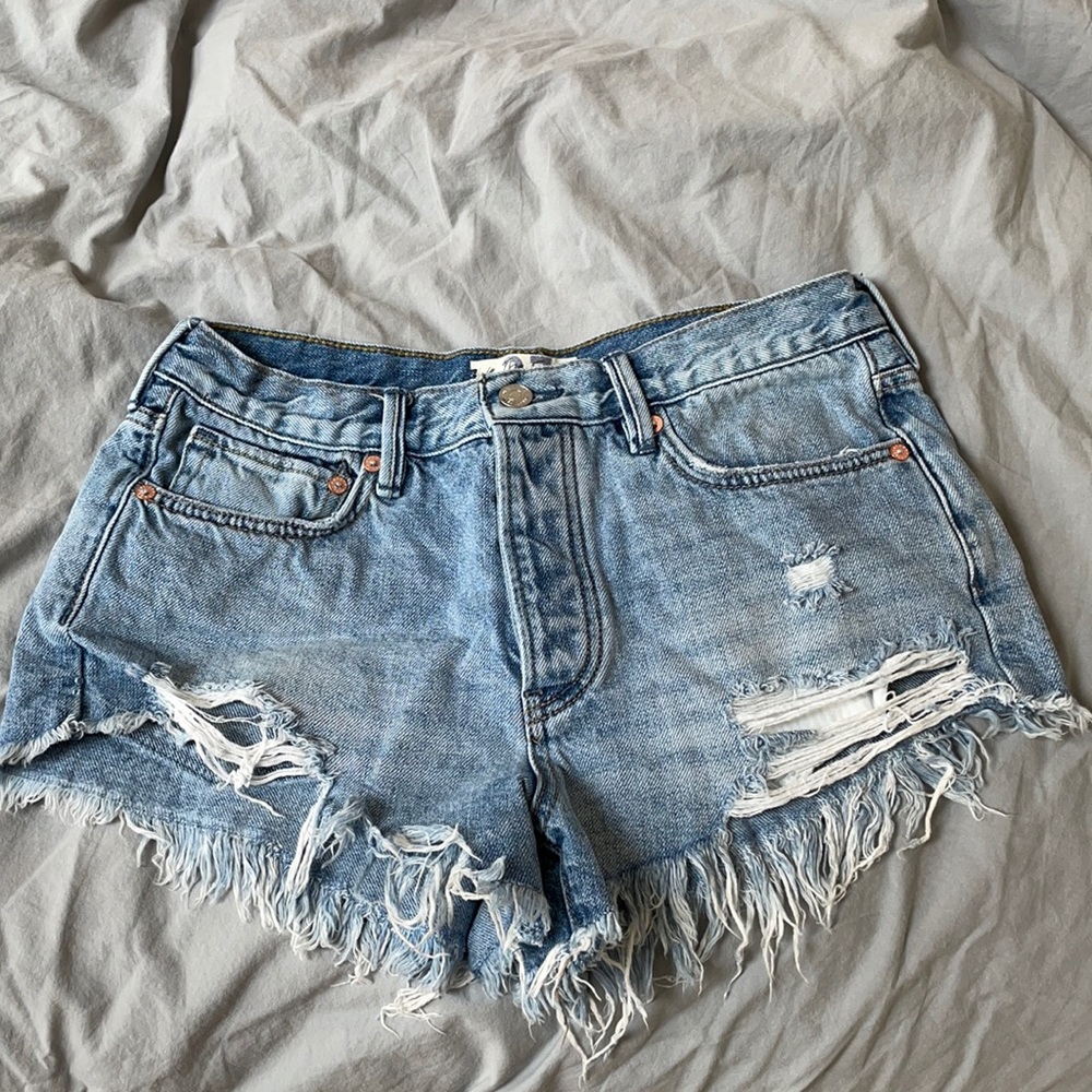 free people light-wash jean shorts